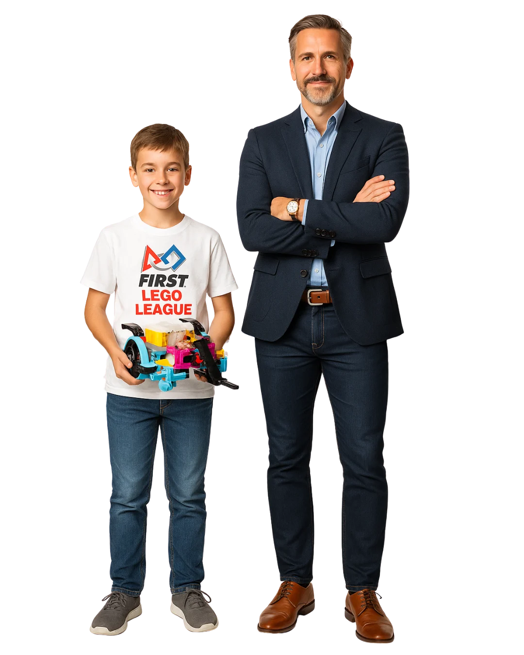 Dorosły i dziecko — ilustracja FIRST LEGO League